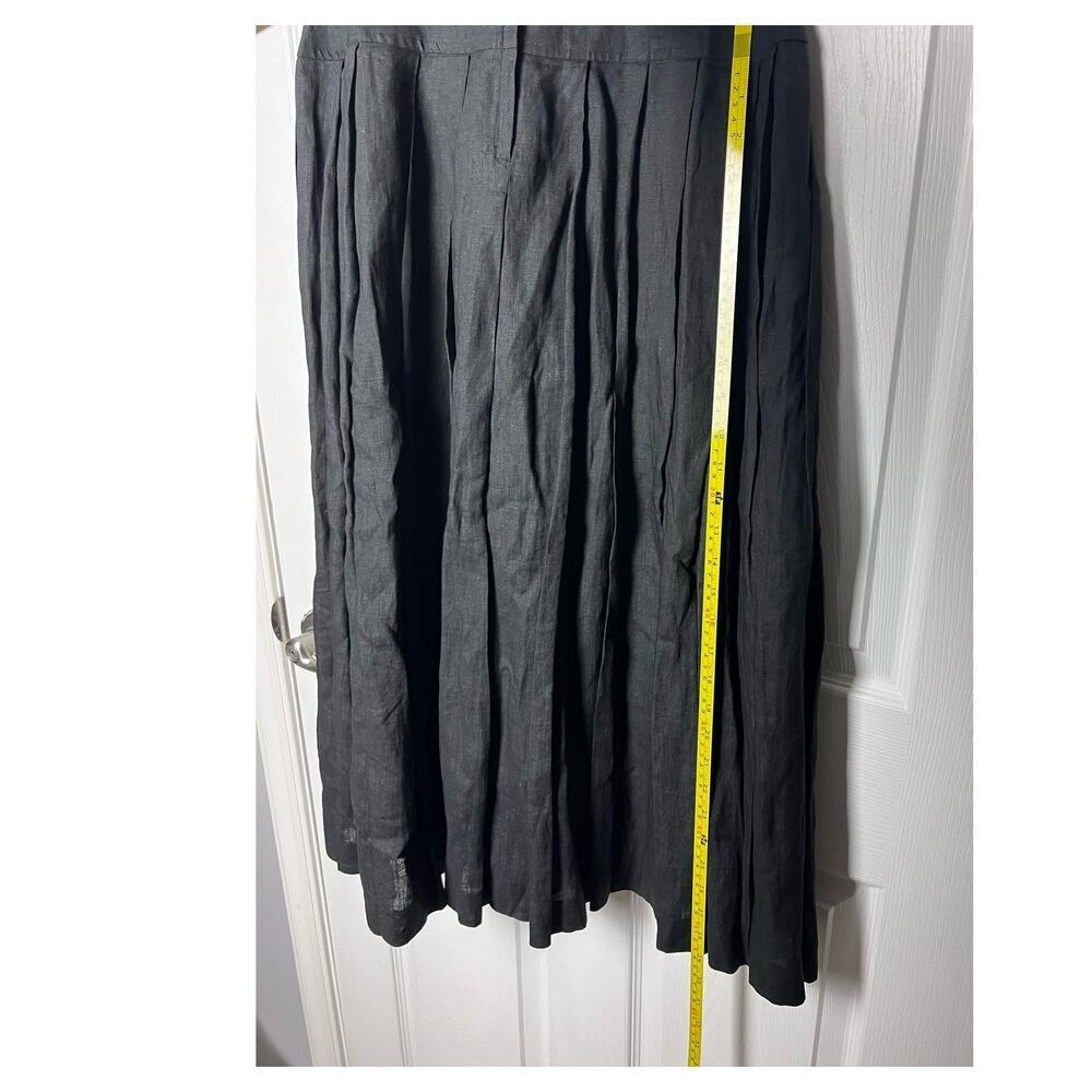 Onde Skirt 100% Linen Pleated Lined Black Flowy Skirt Size 6 - Picture 4 of 15